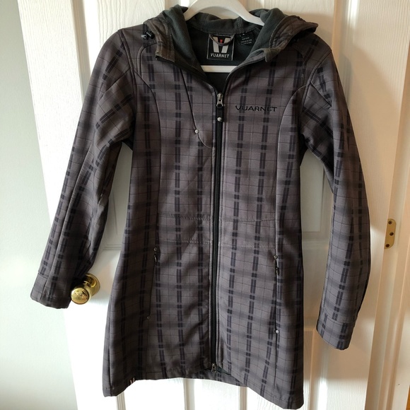 Vintage 90's Vuarnet Grey Check Plaid Print Zip Up Trench Ski Jacket - Picture 9 of 11